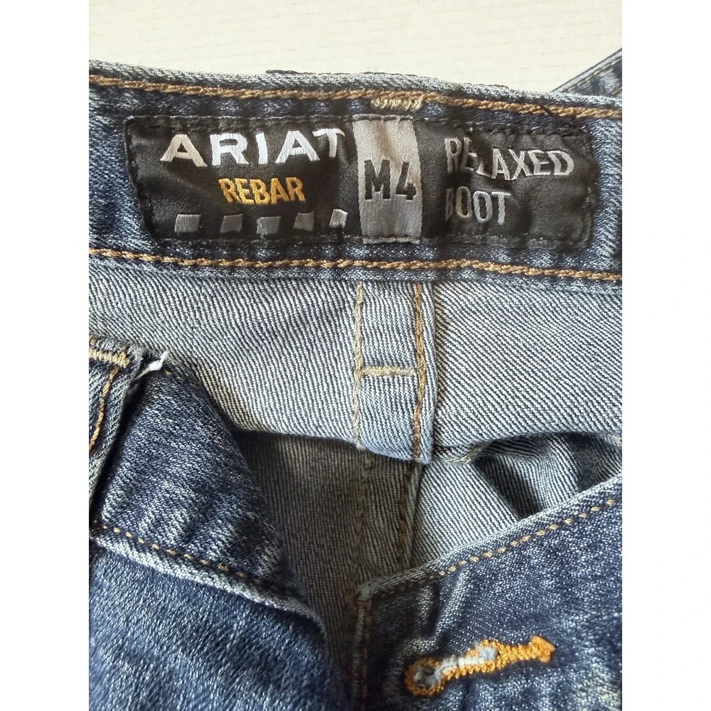 ARIAT M4 Rebar - Men's Jeans - Relaxed Bootcut Denim Distressed Workwear - 38x34